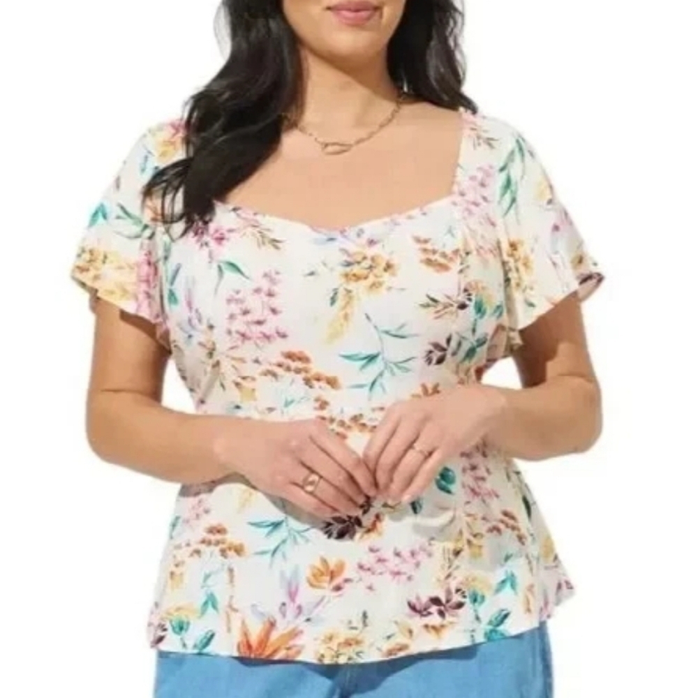 Torrid Carrie Floral Peplum Challis Top